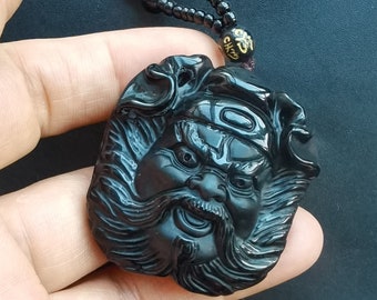 Patron saint,bodhisattva face Black Obsidian stone Pendant,Buddha,Buddhism Amulet Necklace Pendant Jewerly,for handmade making jewelry