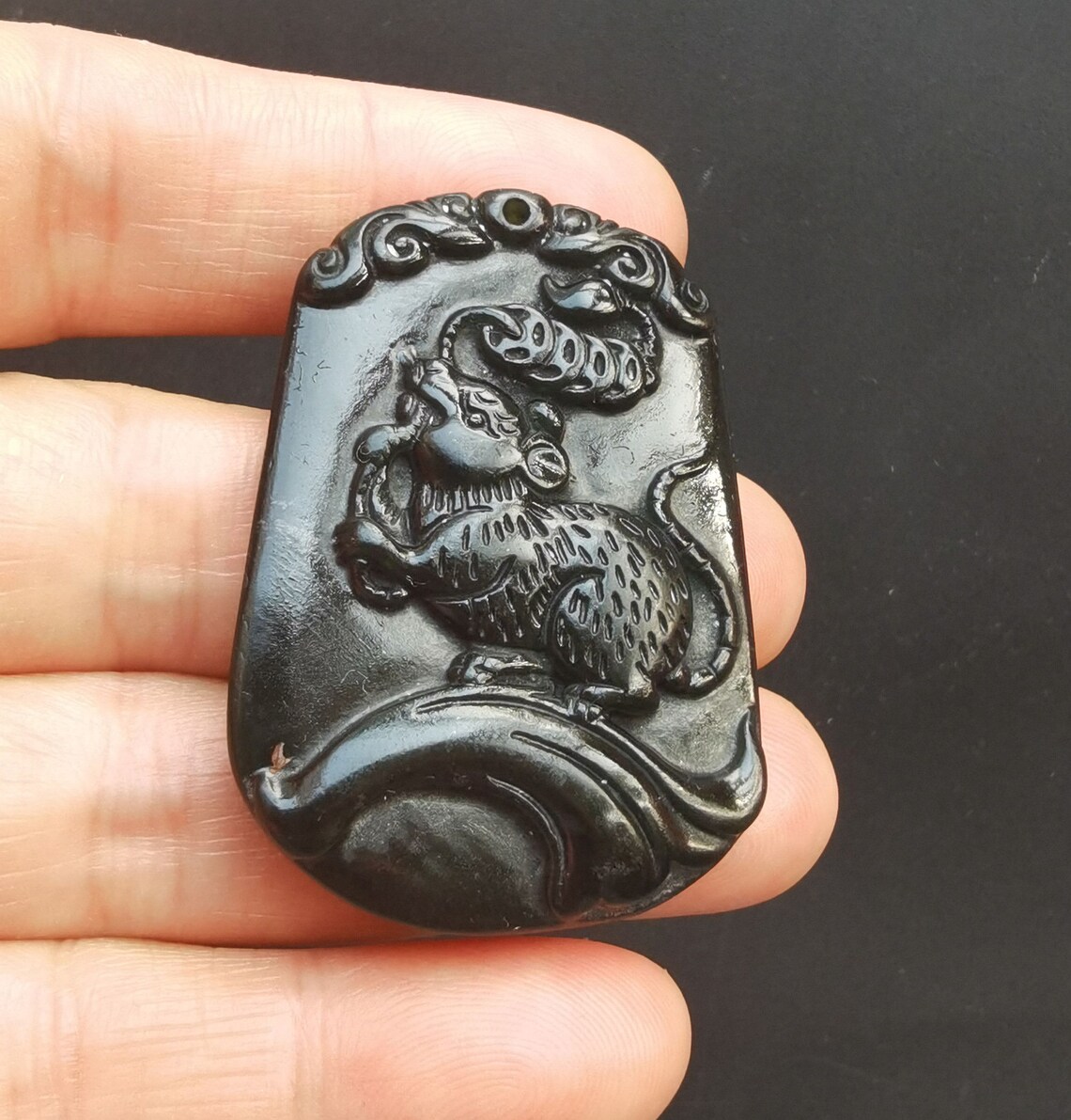 Chinese Zodiac natural black Jade stone Etsy