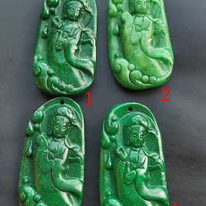 guanyin bodhisattva carved green jade stone pendant,Oval charm Gemstone bead,for making Handmade Jewelry Necklace Pendant link