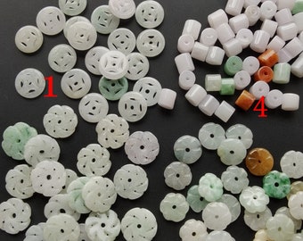 natural jadeite stone beads,flower,coin,circular column,spacer,Carved Grade A Natural jade stone, Amulet beads, wholesale jadeite beads