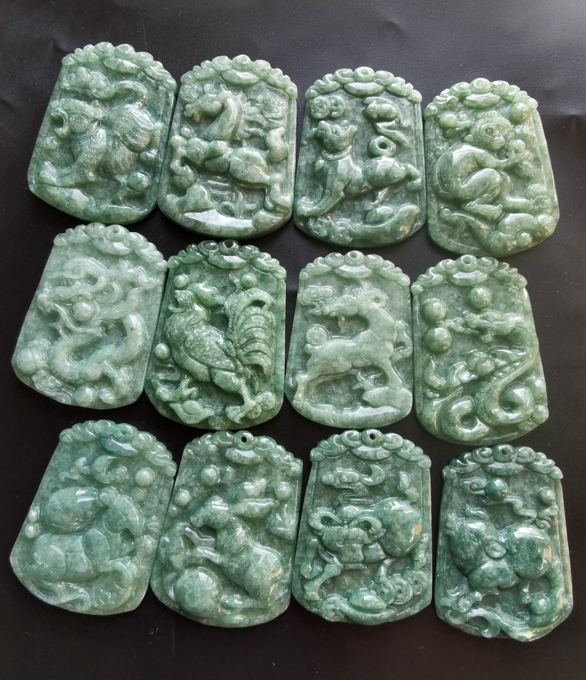 Certified,Chinese Zodiac natural jadeite pendant,Grade A,Rat,Ox,Tiger,Dragon,Horse,Sheep,Monkey,Rooster,Dog,Pig,Rabbit,snake,Amulet Pendant