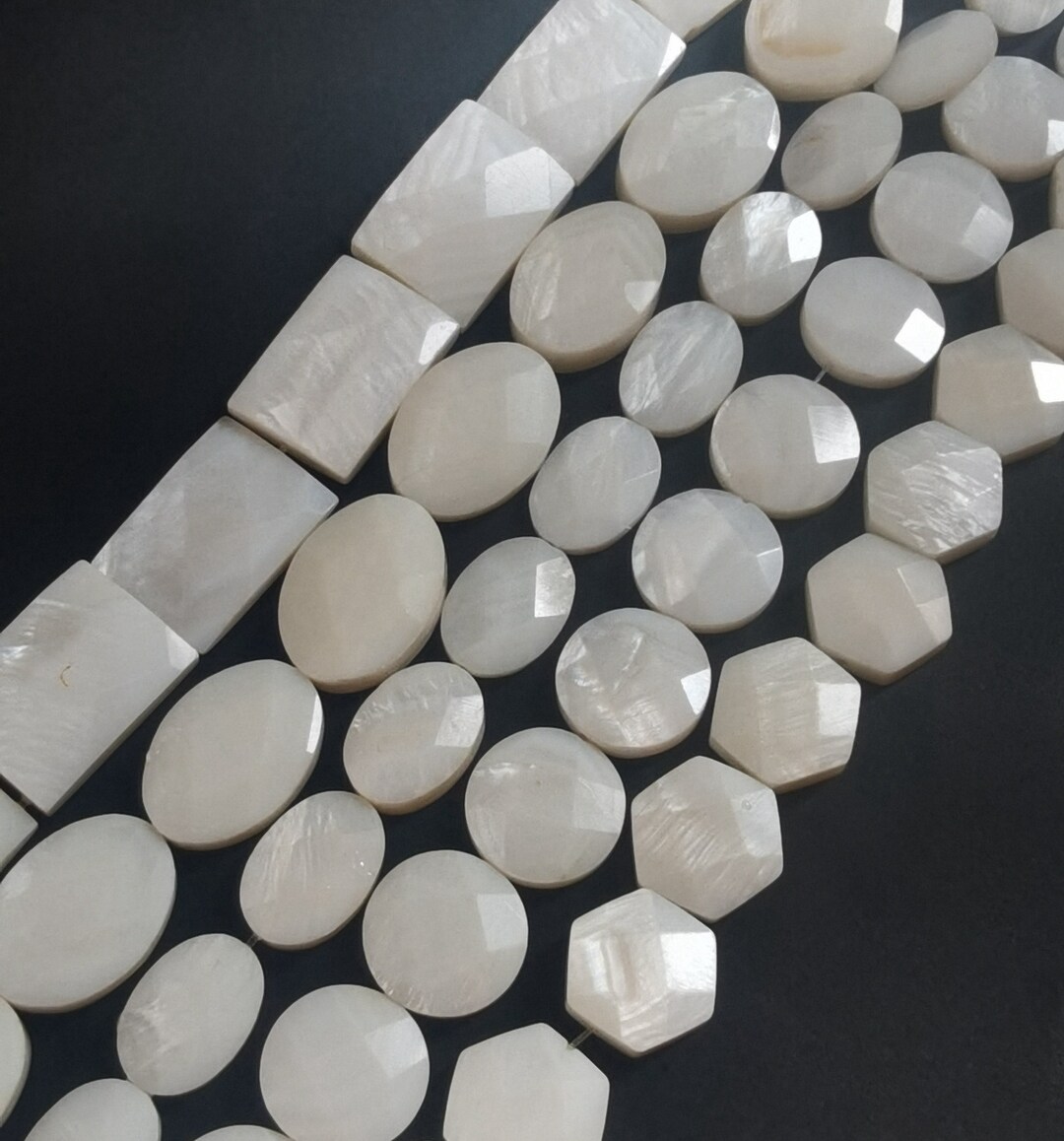 Oval,coin,rectangle,natural Faceted White Shell,mother of Pearl,loose ...