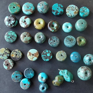 Colgantes de cuentas de turquesa de Hubei natural genuina, pepitas, donas, monedas, cuentas sueltas de piedras preciosas semipreciosas, para hacer joyas hechas a mano.