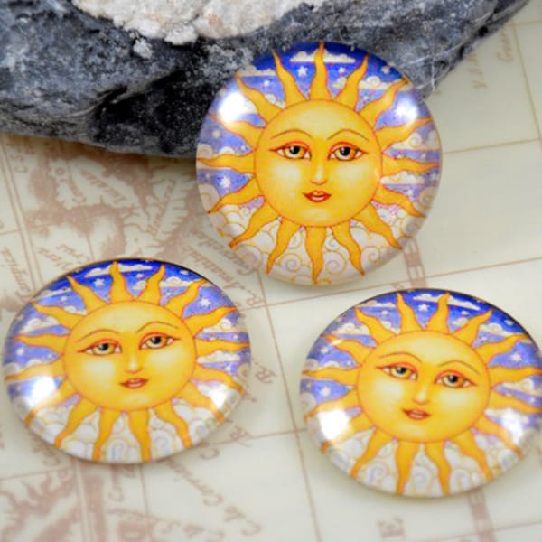 Circle Shiny Sun Face Handmade photo glass cabochon dome 10mm 12mm 14mm 16mm 18mm 20mm 25mm 30mm For Earring Brooch Rings Necklace Bracelet