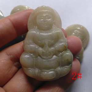 Guanyin Bodhisattva jadeite pendant, Carved Grade A Natural jade stone, yellow Burmese jade, Amulet necklace Pendant, Gemstone bead jewelry image 5