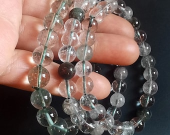Garden Phantom Quartz bracelet,8mm,10mm,Rainbow Iodolite Quartz,smooth round bracelet,woman gift,man bracelet,Stretch Bracelet