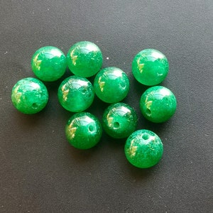 Sale on,10beads,Half hole Green jade stone beads,Fireworks 7mm Round beads, loose beads for making handmade jewelry MG