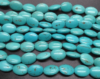 Double Drilled- 12x16mm Blue Turquoise gemstone Ablong rectangle oval bracelet Beads connector 18pcs 8INCH