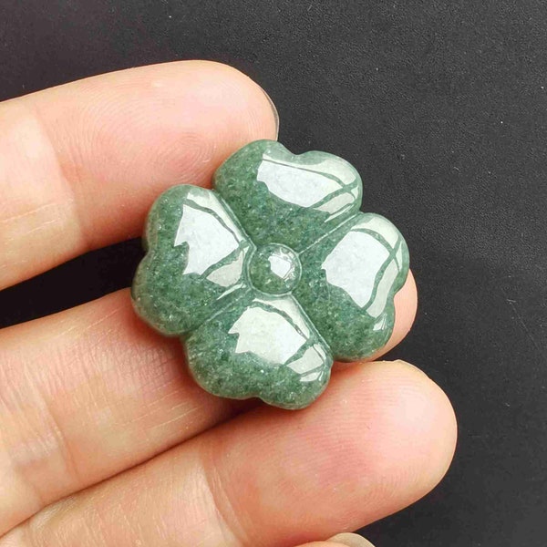 Certified,Flower Natural green Jadeite Jade stone pendant,Grade A,carved Four Leaf Clover jade,Amulet necklace Pendant,Gemstone bead jewelry