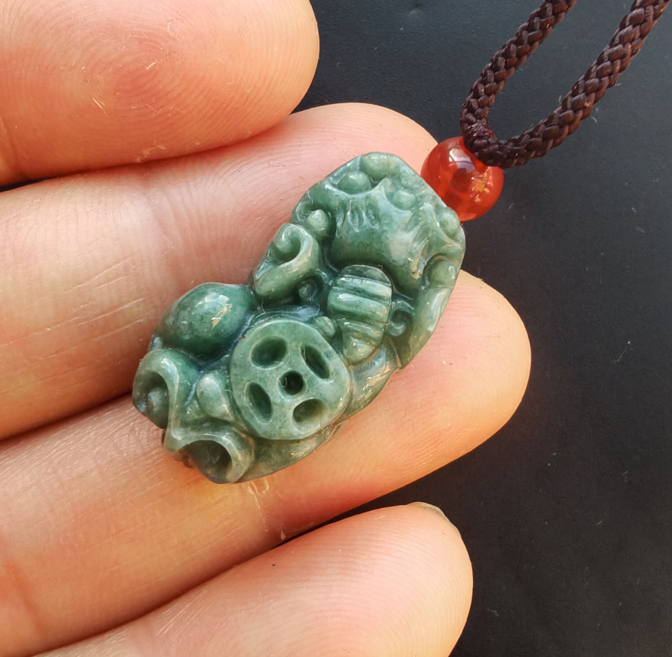 Pixiu,dragon,carved Natural Green Jadeite Jade Stone Pendant,money ...