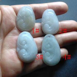 Wish Flower Ruyi Jadeite jade pendant, Carved Grade A Natural jadeite jade stone, Burmese jade Amulet necklace Pendant,Gemstone bead jewelry