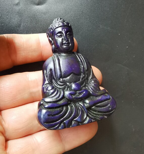 3D仏像彫刻紫翡翠ペンダント：仏教のお守り - Etsy 日本