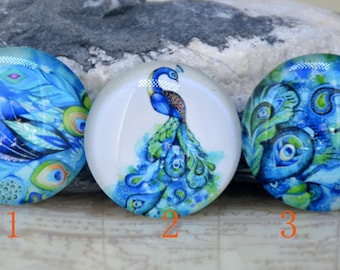 Peacock Feather Glass Cabochon: Handmade Jewelry Making Supplies (10-30mm)
