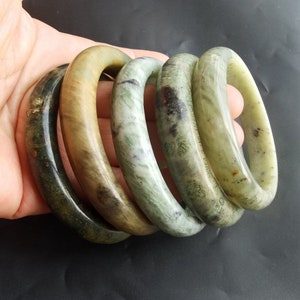 Inner 55mm,56mm,58mm,60.5mm,62.5mm Circle smooth natural green jade stone band width Bangle,Chinese Xiuyu jade,gemstone woman/man,best gift