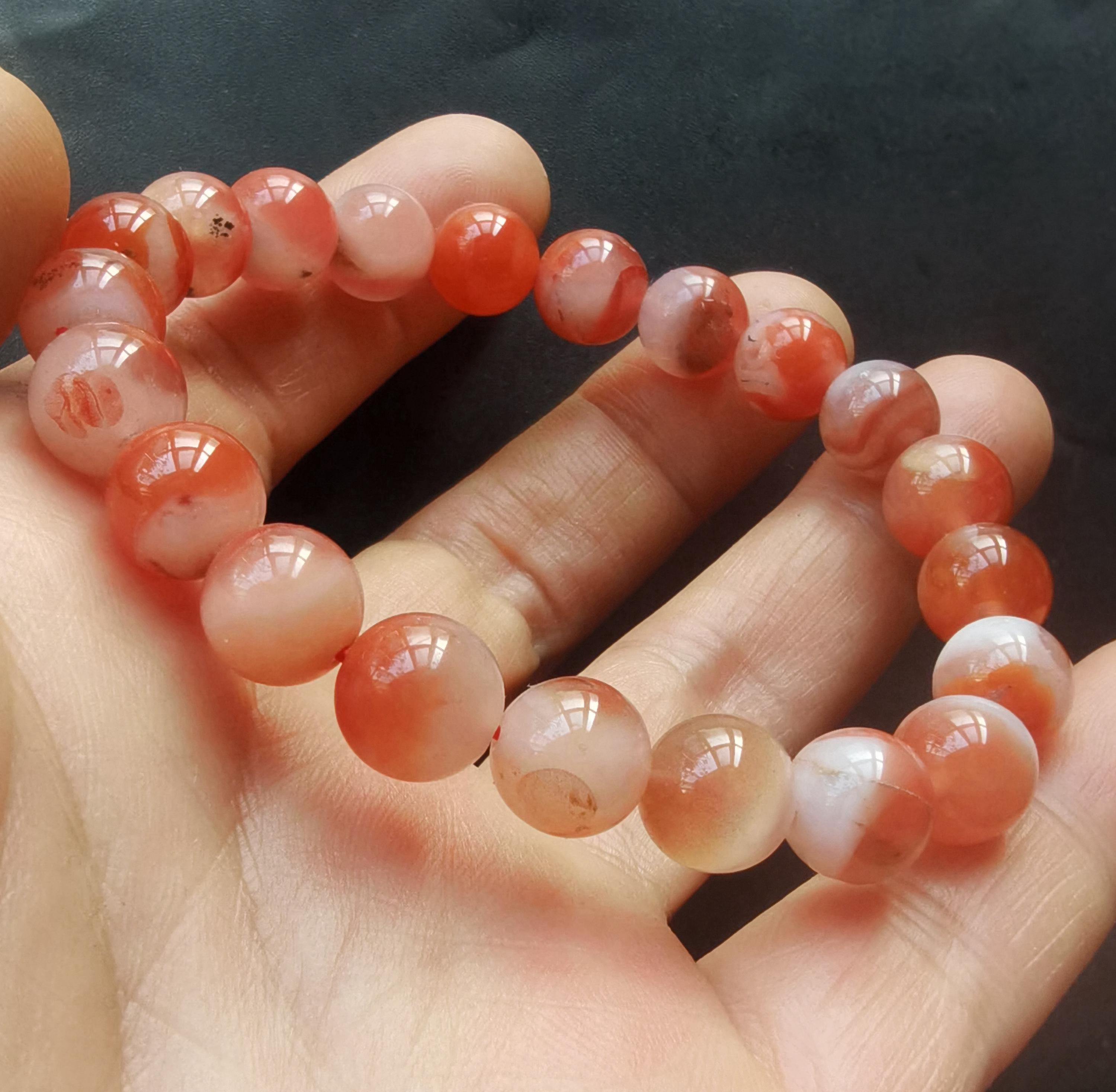 ラウンド型天然赤瑪瑙石ビーズブレスレット、10mm、ヒーリング