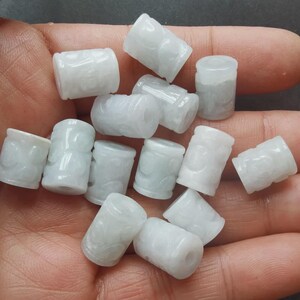 3beads,Drum barrel drum flower natural white jadeite jade stone loose beads,Grade A,dread bead,charm hair bead,Amulet wholesale jadeite