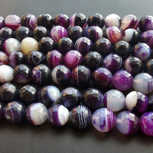 14mm Faceted purple Vein Agate stone strand,Round Crackle Agate strand, loose Gemstone Bead,Healing Bead,for making,full one strand