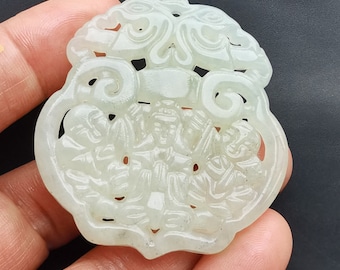 Chinese Dragon boy jade pendant, Carved natural white  green Jade stone Pendant,Amulet Talisman for Necklace Pendant Jewerly MX