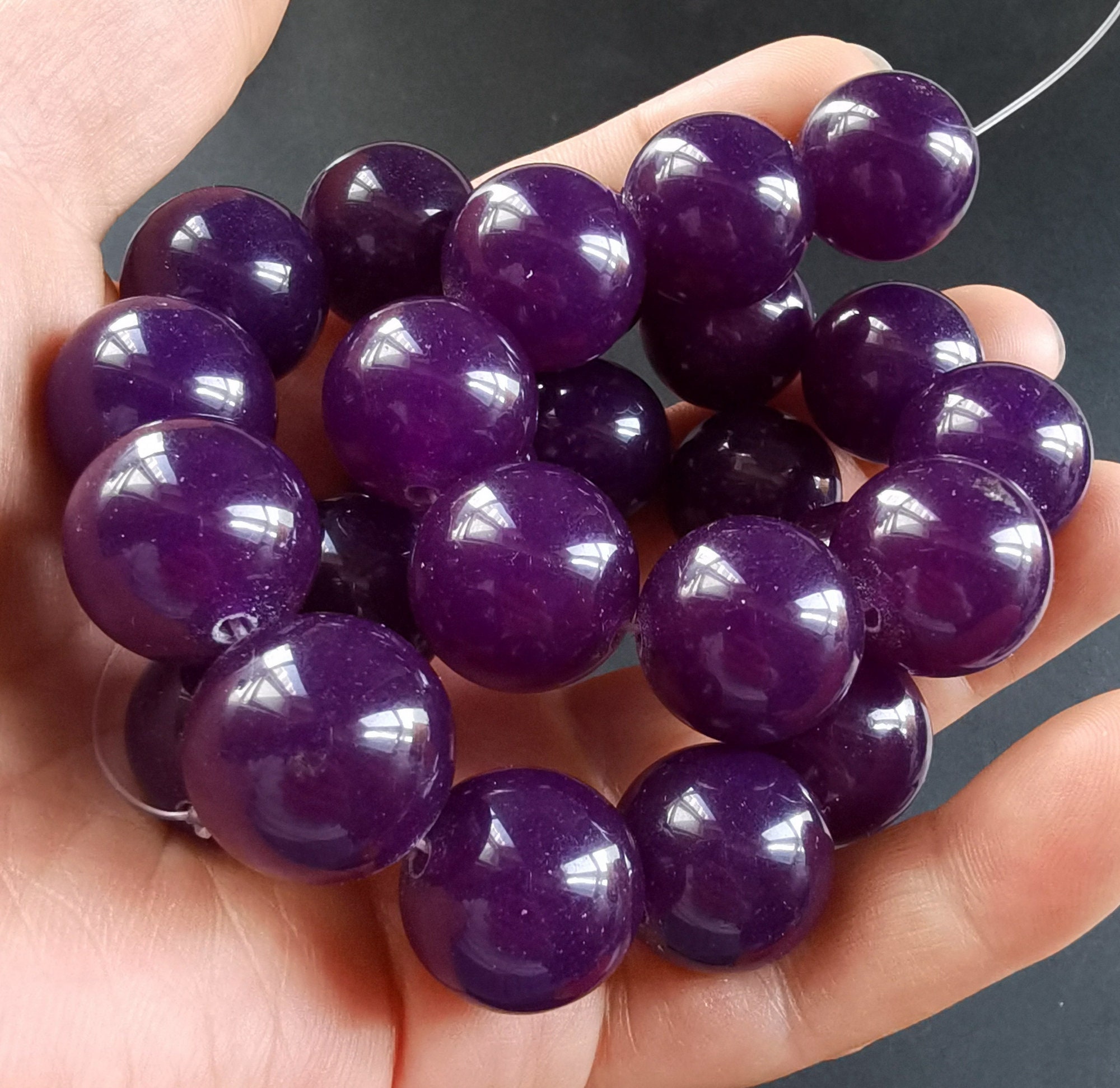 Round Amethyst Jade strand4mm 6mm 8mm 10mm 12mm 14mm | Etsy