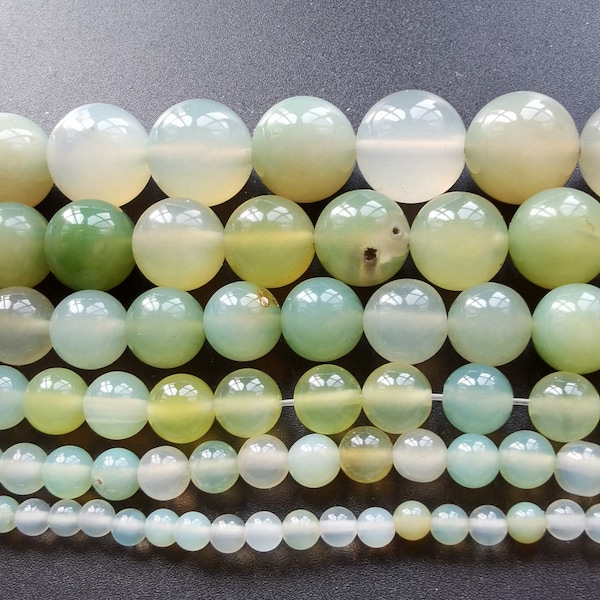 Round yellow green Agate Beads, 4mm 6mm 8mm 10mm 12mm 14mm, Semi-precious Gemstone bead, Natural Stones for Making Full 1 Strand