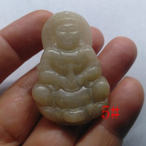 Guanyin Bodhisattva jadeite pendant, Carved Grade A Natural jade stone, yellow Burmese jade, Amulet necklace Pendant, Gemstone bead jewelry 5#