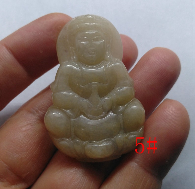 Guanyin Bodhisattva jadeite pendant, Carved Grade A Natural jade stone, yellow Burmese jade, Amulet necklace Pendant, Gemstone bead jewelry 5#