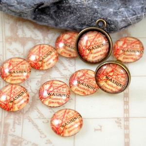 Kreis rote Karte Washington handgemachte Glas Cabochon Kuppel 10 mm 12 mm 14 mm 16mm18mm20mm 25 mm 30 mm Für Ohrring Brosche Ring Halskette Armband