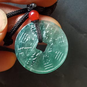 Trigram Donut Eight, Przynieś pieniądze, Wisiorek z naturalnego zielonego jadeitu, Klasa A, Naszyjnik z amuletem, Biżuteria z koralików z kamieni szlachetnych