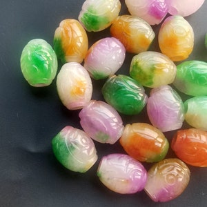 Barrel Dread Jade stone,carving jade,Dreadlock,Beard,rainbow purple yellow green,Dread Accessories,Hair Bead,Amulet Necklace Pendant Jewelry