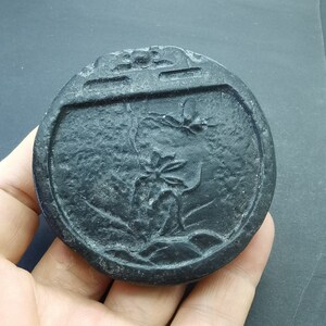 Orchid Flower Butterfly circle carving natural black Jade jasper stone pendant,charm Amulet for making handmade Necklace Pendant jewelry ZB
