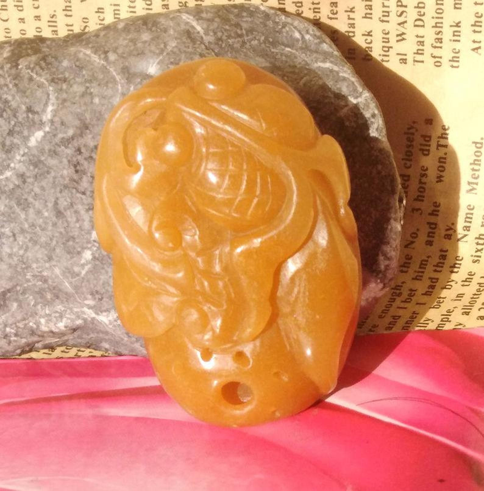 Carved Fish Yellow Jade Pendant Oval goldfish Natural jade | Etsy