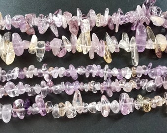 Nugget Chip Ametrine crystal beads,natural amethyst quartz strand, crystal strand