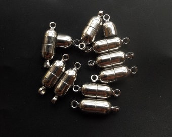 Silver Plated Magnetic Clasp: 10mm Jewelry Fitting Link