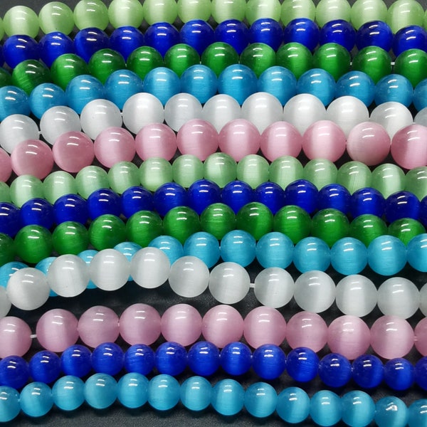 cat's eye stone, green, blue, pink, white charm Cymophane Quartz, High Quality Smooth Round strands, 12mm 10mm 8mm 6mm , wholesale gemstone