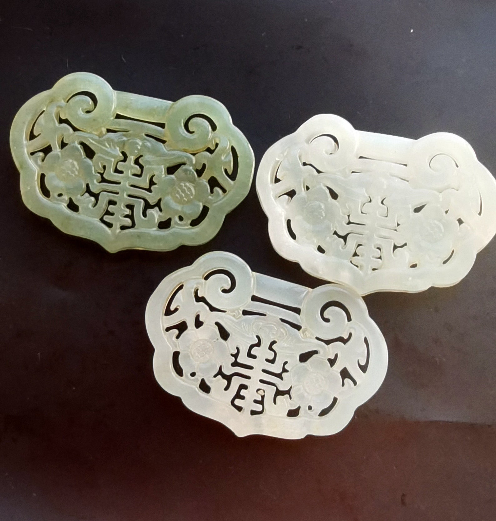 Flower Bat Bird Jade Pendant Lock Carved Green Natural Jade - Etsy