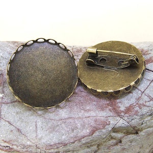 6PCS Q 20mm /25mm Cabochons Brooch Base Antiqued Bronze Circle DIY Kits Link Fit Necklace & Bracelet , Pendant Jewelry Filigree Link