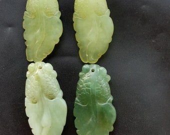Carving Fish chinese xiuyu natural green Jade stone Pendant,Amulet for making handmade Necklace Pendant man woman Jewerly MX