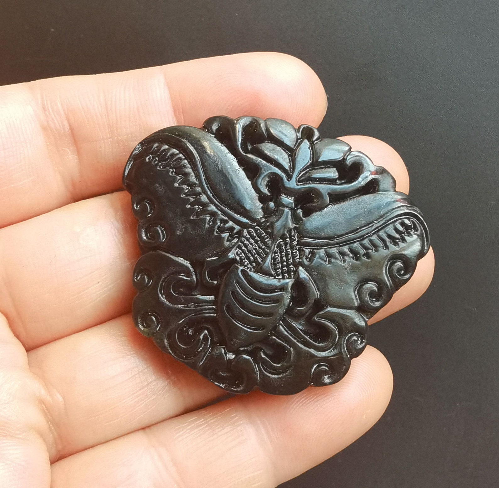 Butterfly Jade Pendant Carved Natural Green/white Jade Etsy