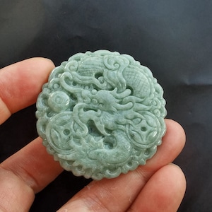 Certified,bring money dragon circle carving Natural green Jadeite Jade stone pendant,Grade A,Amulet necklace Pendant,Gemstone bead jewelry