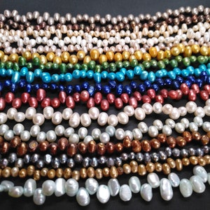 freshwater cultured pearl beads,Top drilled,grey,brown,pink,white,lavender,yellow,green,blue,red,Whosale Pearl Strand,Full One Strand,15&quot;