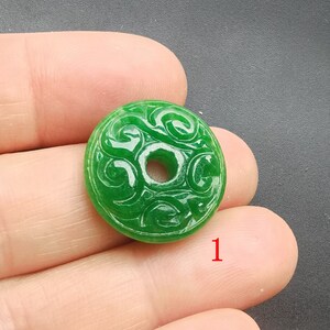 Donut,Circle Coin,Barrel,Dread green Jade stone,carving jade,Dreadlock,Dread Accessories,Hair Beads,Amulet Necklace Pendant Jewelry MG image 2