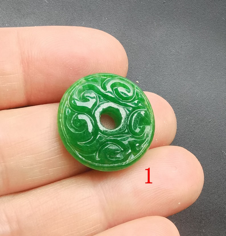 Donut,Circle Coin,Barrel,Dread green Jade stone,carving jade,Dreadlock,Dread Accessories,Hair Beads,Amulet Necklace Pendant Jewelry MG image 2
