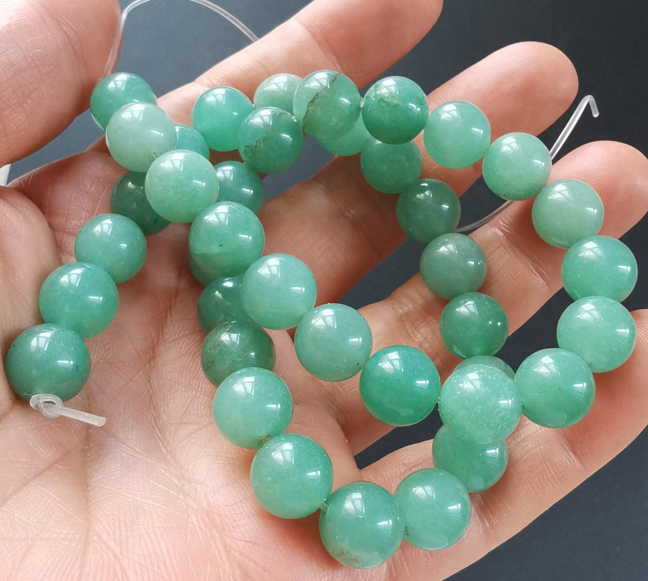 Quarzo Avventurina Verde Naturale Pera Cabochon Pietre Preziose Lotto 46 Pezzi 8