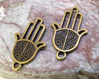 6 st brons Hamsa handberlockhängen: DIY smyckesknutpunkter