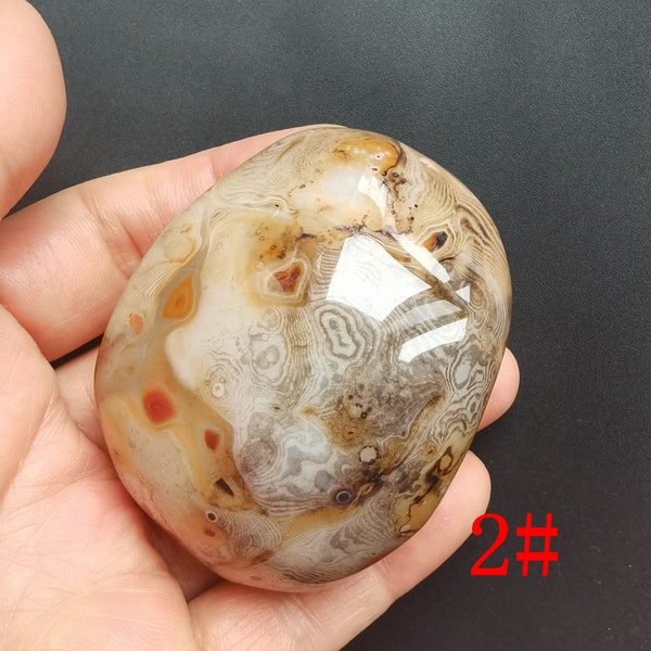 landscape Red Smooth Raw Banded Agate pendant, Tumbled Semi Precious Polished Carnelian gemstone bead Stone, Healing for making necklace