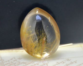 5style, golden rutilated quartz crystal cabochon pendant, Included stone Quartz, Natural Gemstone Bead  Flower golden rutilated Loose stone