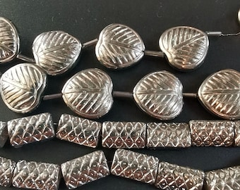 Perline di vetro placcate argento, perline a foglia, perline rettangolari, vetro, perline distanziatrici, creazione di gioielli fai da te