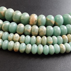 Snake Skin Jasper,5x8mm,6x10mm,8x12mm,Rondelle Beads,Smooth Impression Jasper Stone Beads,Aqua Blue Sediment Jasper,full one strand,15.5&quot;