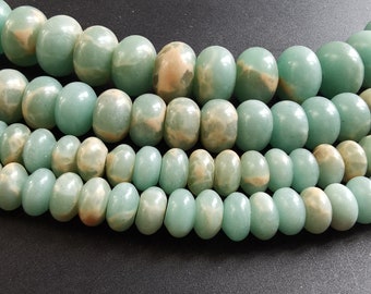 Snake Skin Jasper,5x8mm,6x10mm,8x12mm,Rondelle Beads,Smooth Impression Jasper Stone Beads,Aqua Blue Sediment Jasper,full one strand,15.5"