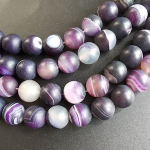 10mm,Round dark purple vein agate stone strand,matte Agate strand,loose Gemstone Beads,Healing Beads,for making,full one strand